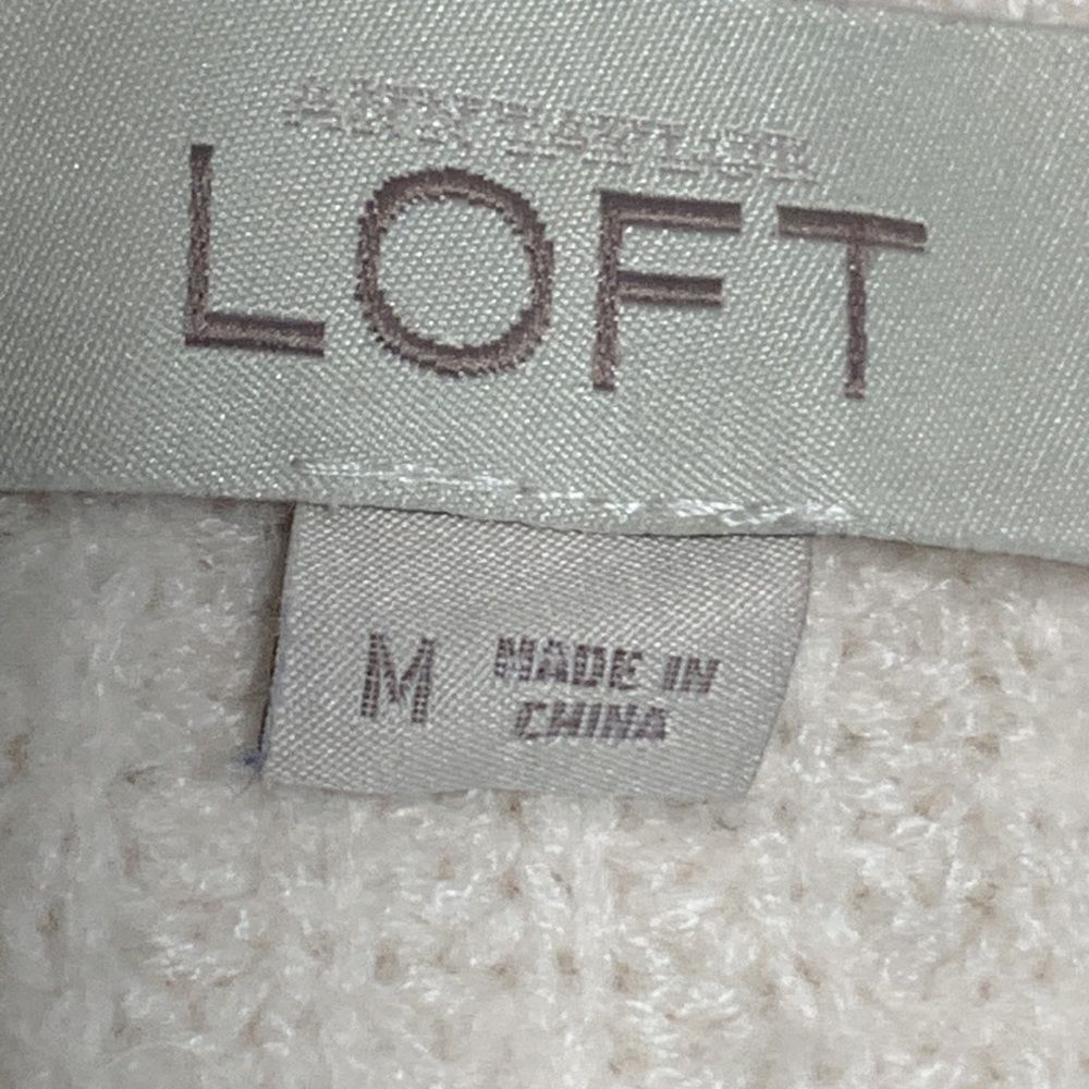 LOFT Cream Gray Crew Neck Knit Sweater Womens Sz M - Picture 8 of 9